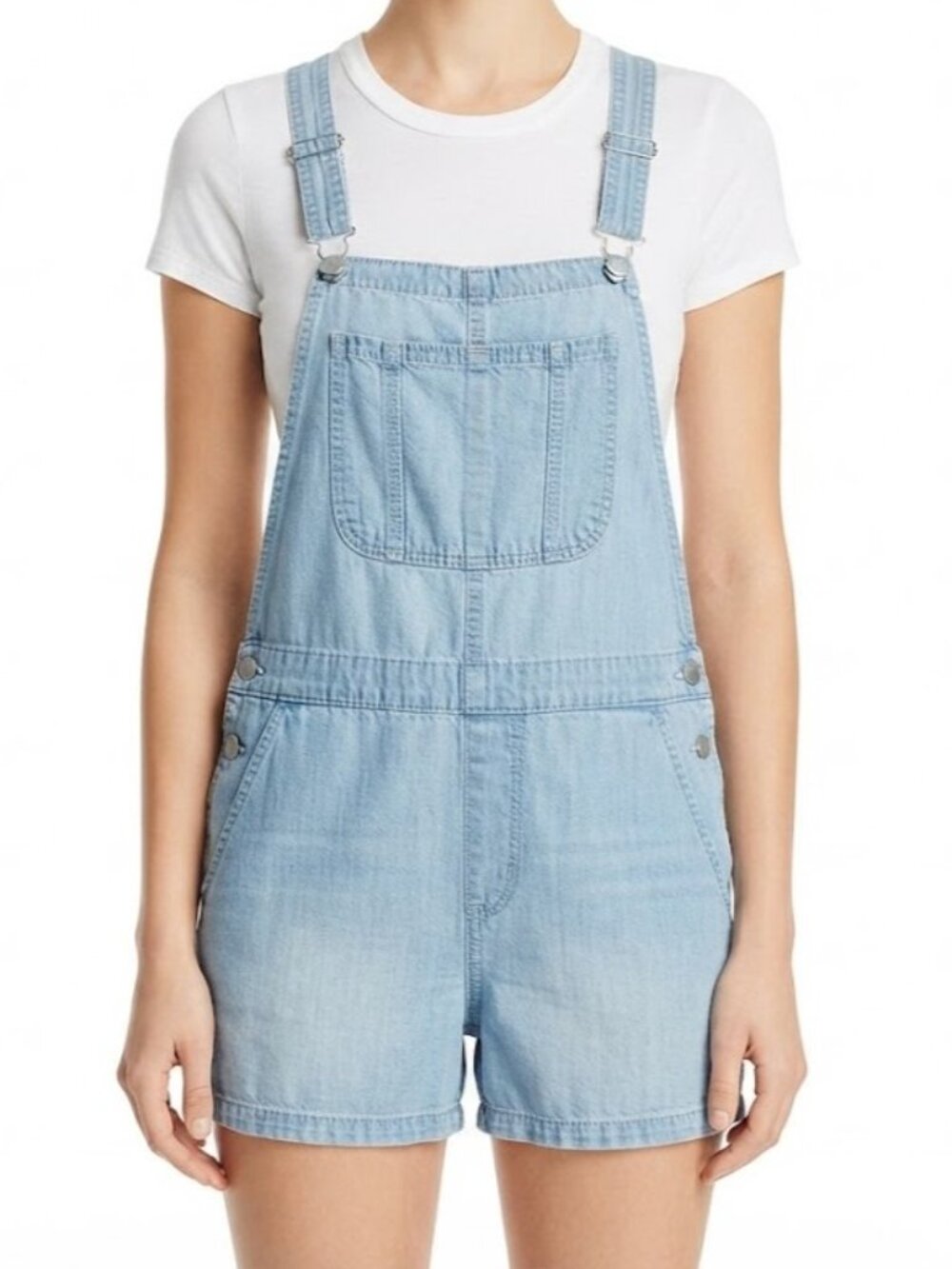 ARITZIA TNA Light Blue Denim Short Overalls